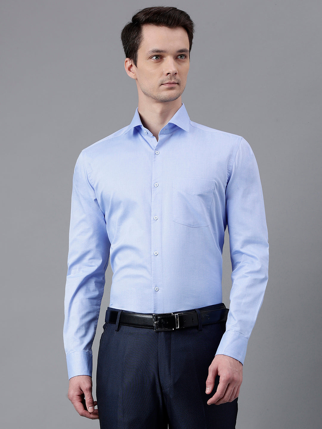Buy Sky Blue Regular Fit Formal Shirt Richlook - Main Image