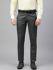 Men Darkgrey Regular Fit Checkered Mid Rise Formal Trouser