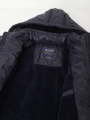 Men Navy Standard Fit Solid Hoodie Jacket