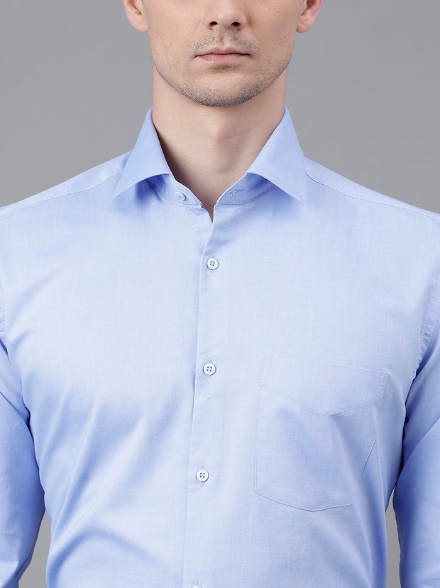 Men Sky Blue Standard Fit Solid Formal Shirt