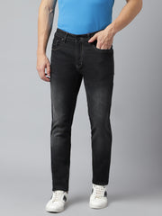 Men Black Slim Fit Mid Rise Clean Look Strechable Jeans