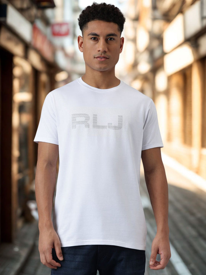 Men White Regular Fit Crew Neck T Shirt