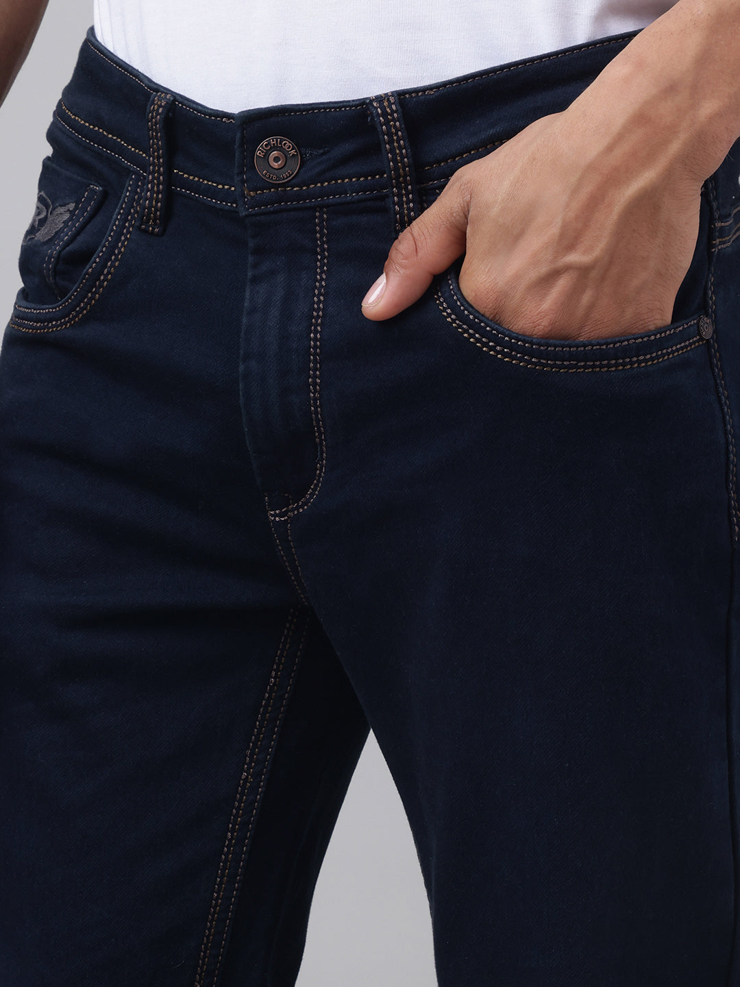 Men's Raw Blue Slim Fit Denim Jeans, Classic Fit, Modern Comfort