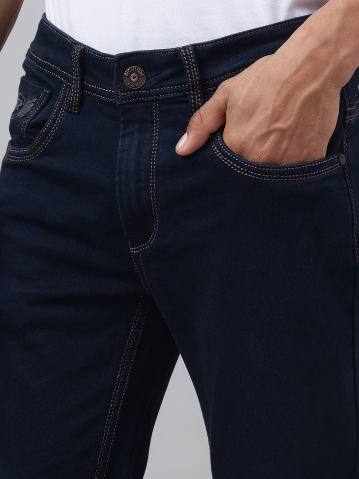 Men's Raw Blue Slim Fit Denim Jeans, Classic Fit, Modern Comfort
