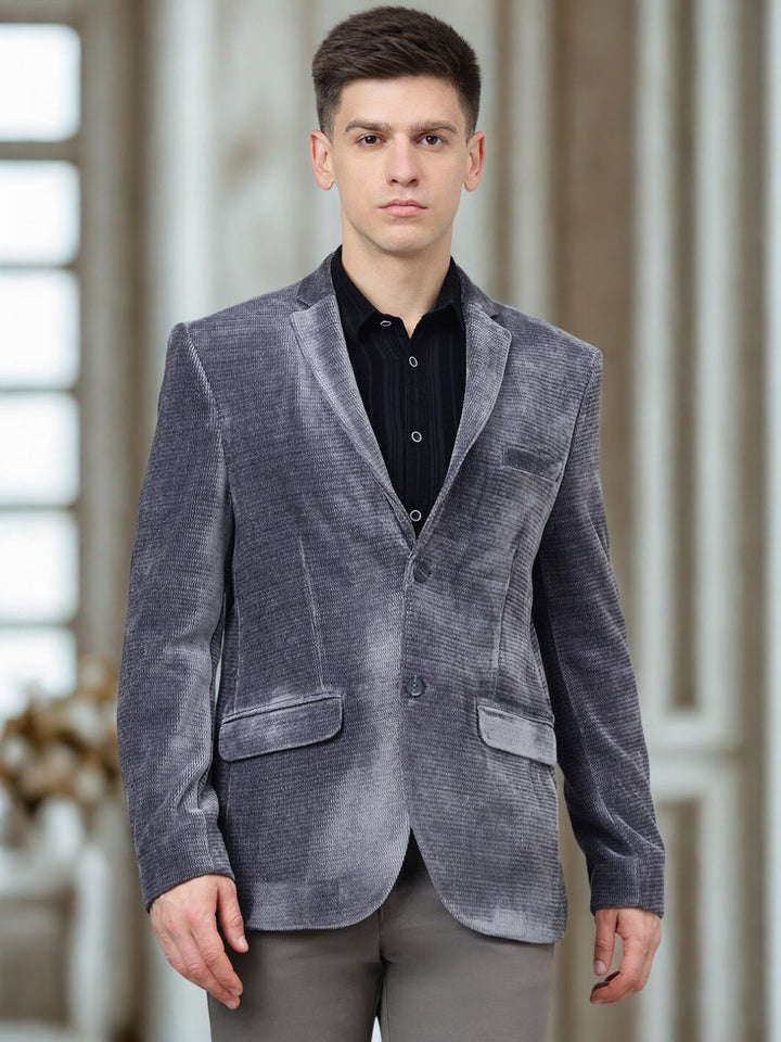 Men’s Grey Velvet Textured Blazer