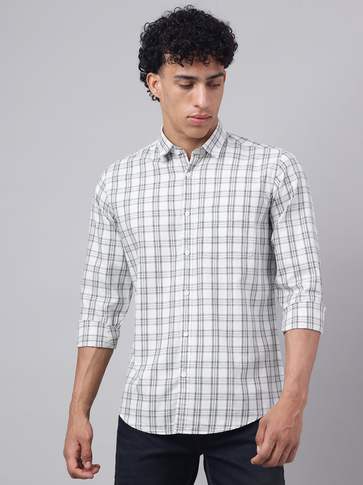 Men Off-White Check Casual Shirt Clean Look Ultimate Comfort