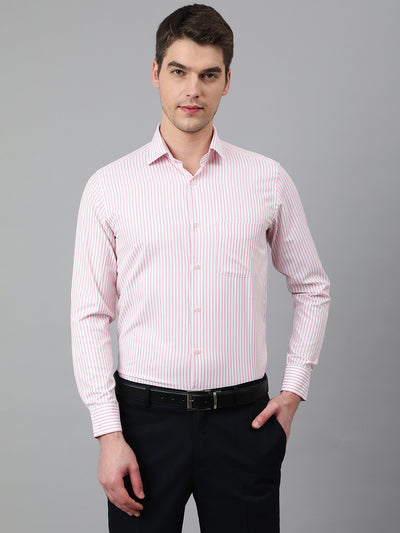 Men Pink Regular Fit Striped Formal Shirt