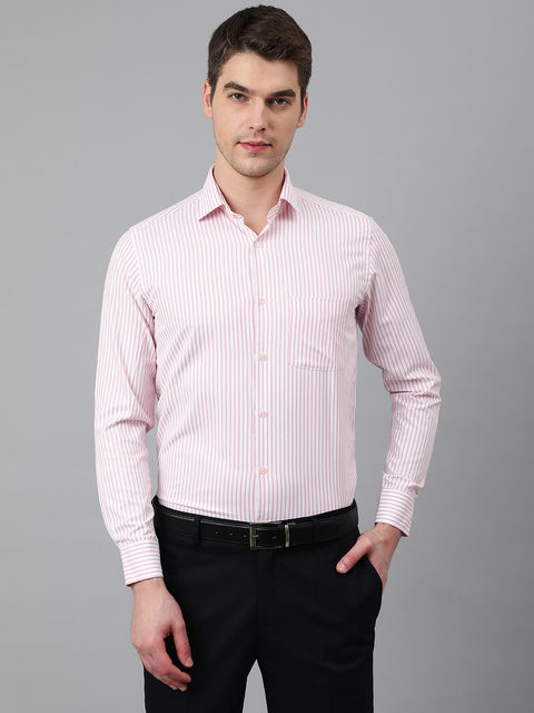 Men Pink Regular Fit Striped Formal Shirt