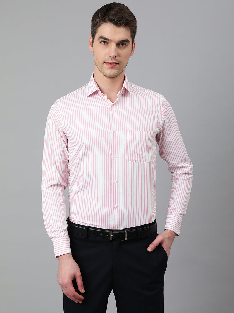 Men Pink Regular Fit Striped Formal Shirt