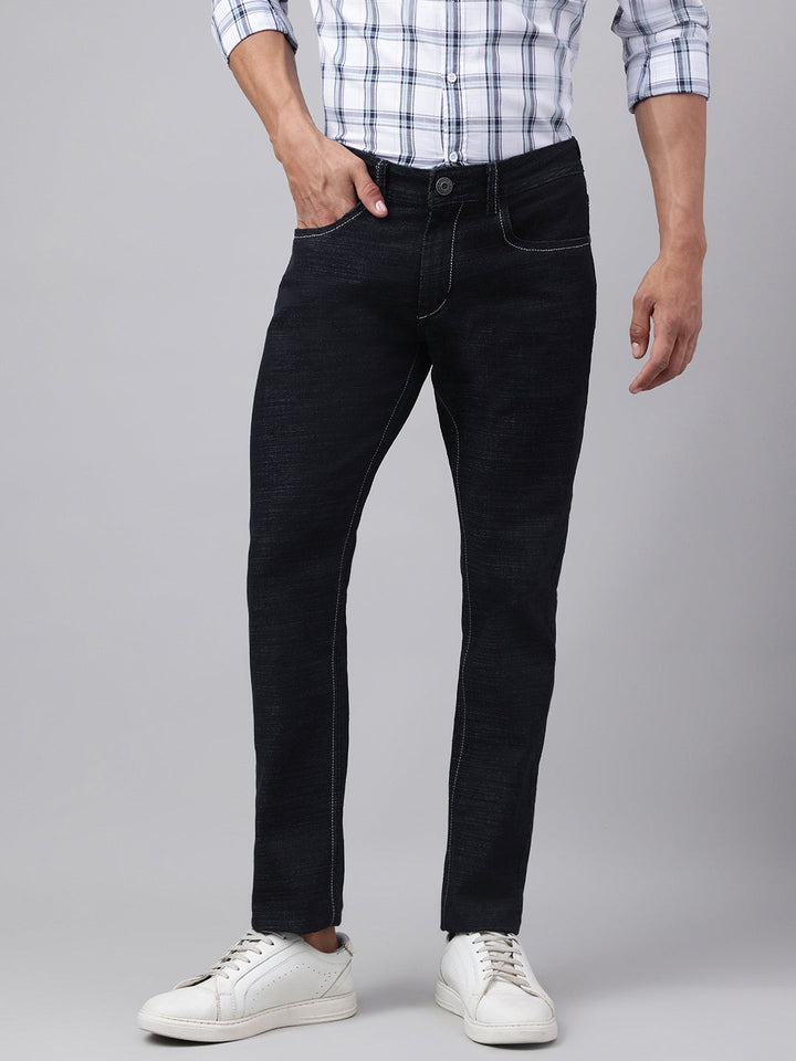 Men's Black Slim Fit Denim Jeans, Bold Look, All-Day Comfort