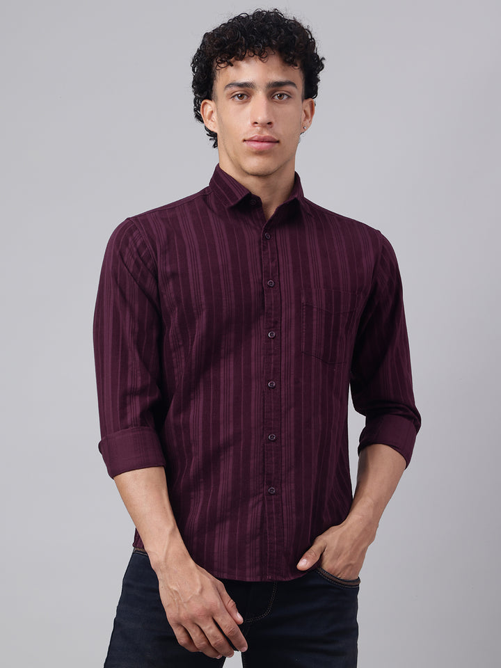 Men Wine Casual Shirt Bold Color Supreme Comfort
