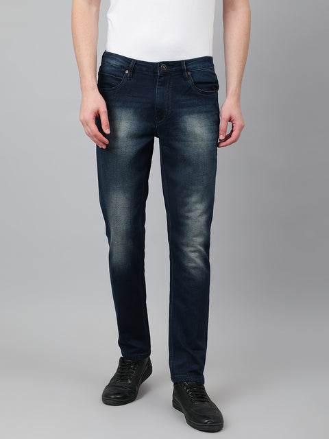 Men Dark Blue Slim Fit Mid Rise Clean Look Strechable Jeans
