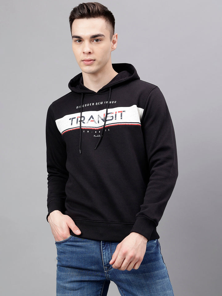 Men Black Standard Fit Solid Sweat Shirt