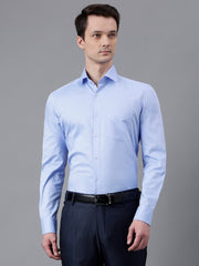 Men Sky Blue Standard Fit Solid Formal Shirt