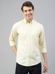 Men Lemon Regular Fit Solid Spread Collar Casual Shirt