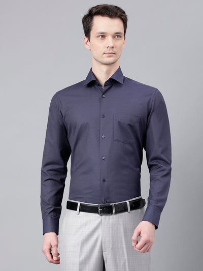 Men Blue Standard Fit Solid Formal Shirt
