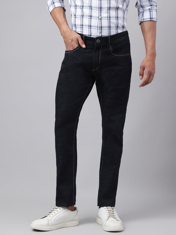 Men's Black Slim Fit Denim Jeans, Bold Look, All-Day Comfort