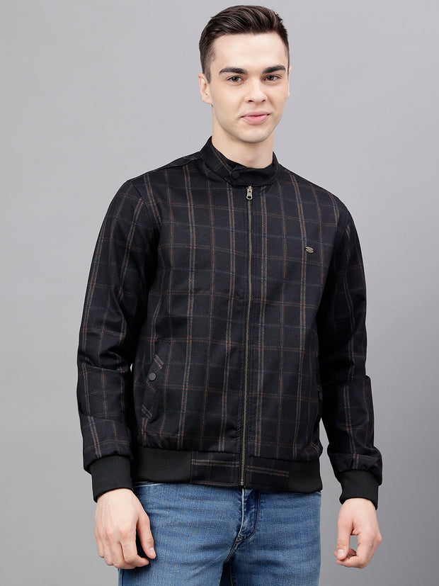 Men Coffee Standard Fit Checked Reversible Jacket
