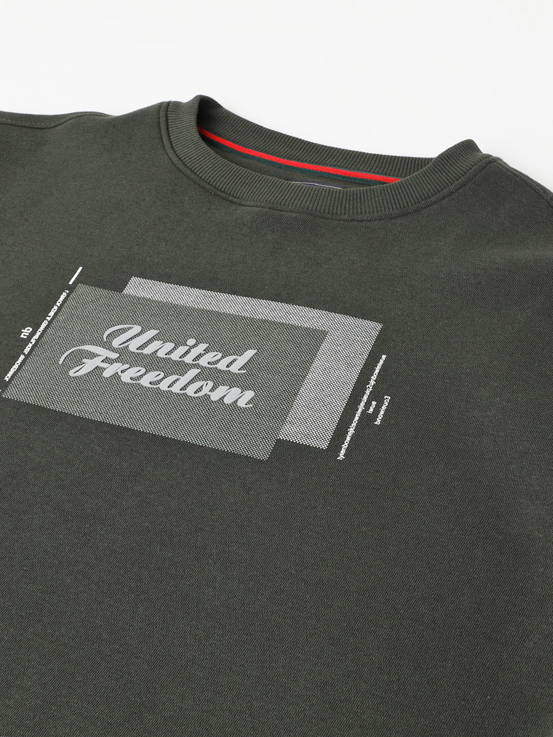 Men Olive Standard Fit Solid Sweat Shirt