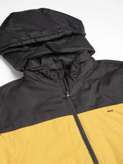Men Black Ochre Regular Fit Solid Hoodie Casual Jacket