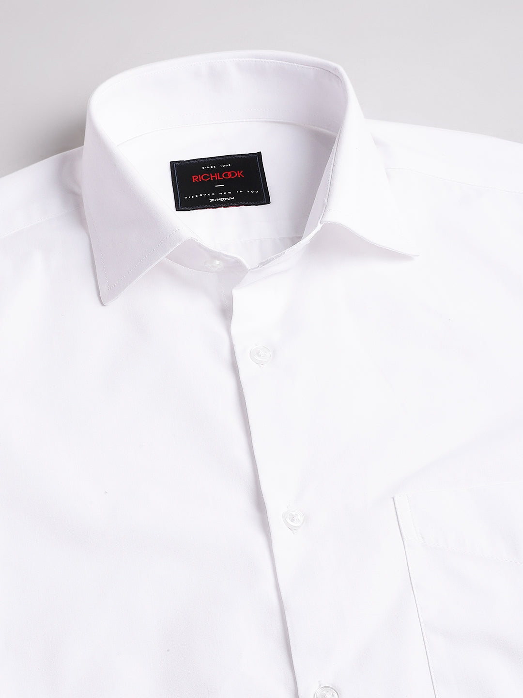 Men White Solid Spread Collar Formal Shirt