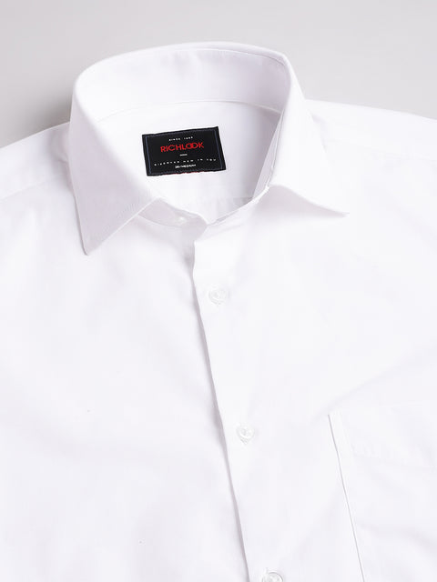 Men White Regular Fit Solid Spread Collar Formal Shirt