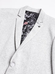 Men Grey Regular Fit Solid Notched Lapel Casual Blazer