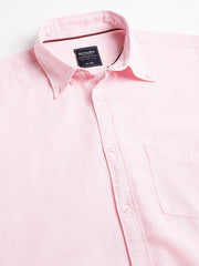 Men Baby Pink Regular Fit Solid Spread Collar Casual Shirt