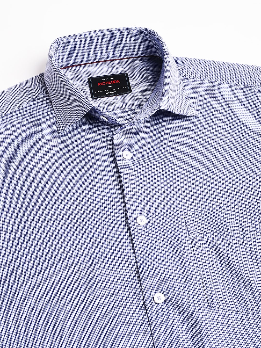 Men Blue Solid Spread Collar Formal Shirt