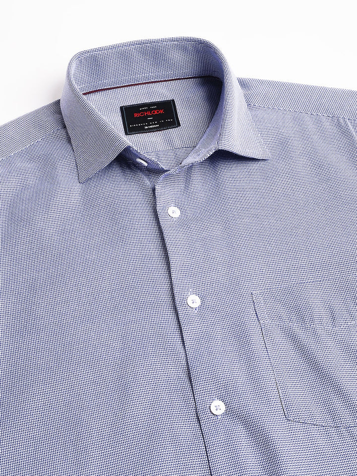 Men Blue Solid Spread Collar Formal Shirt