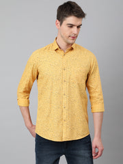 Men Yellow Standard Fit Printed Casual Shirt