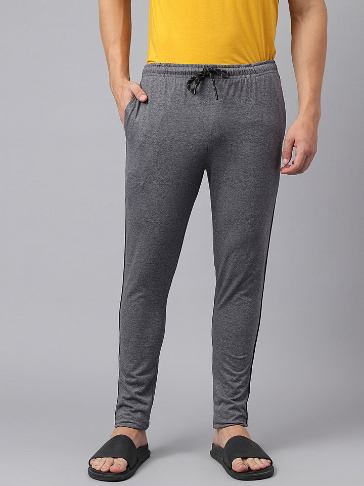 Men Anthra Slim Fit Mid Rise Solid Lower