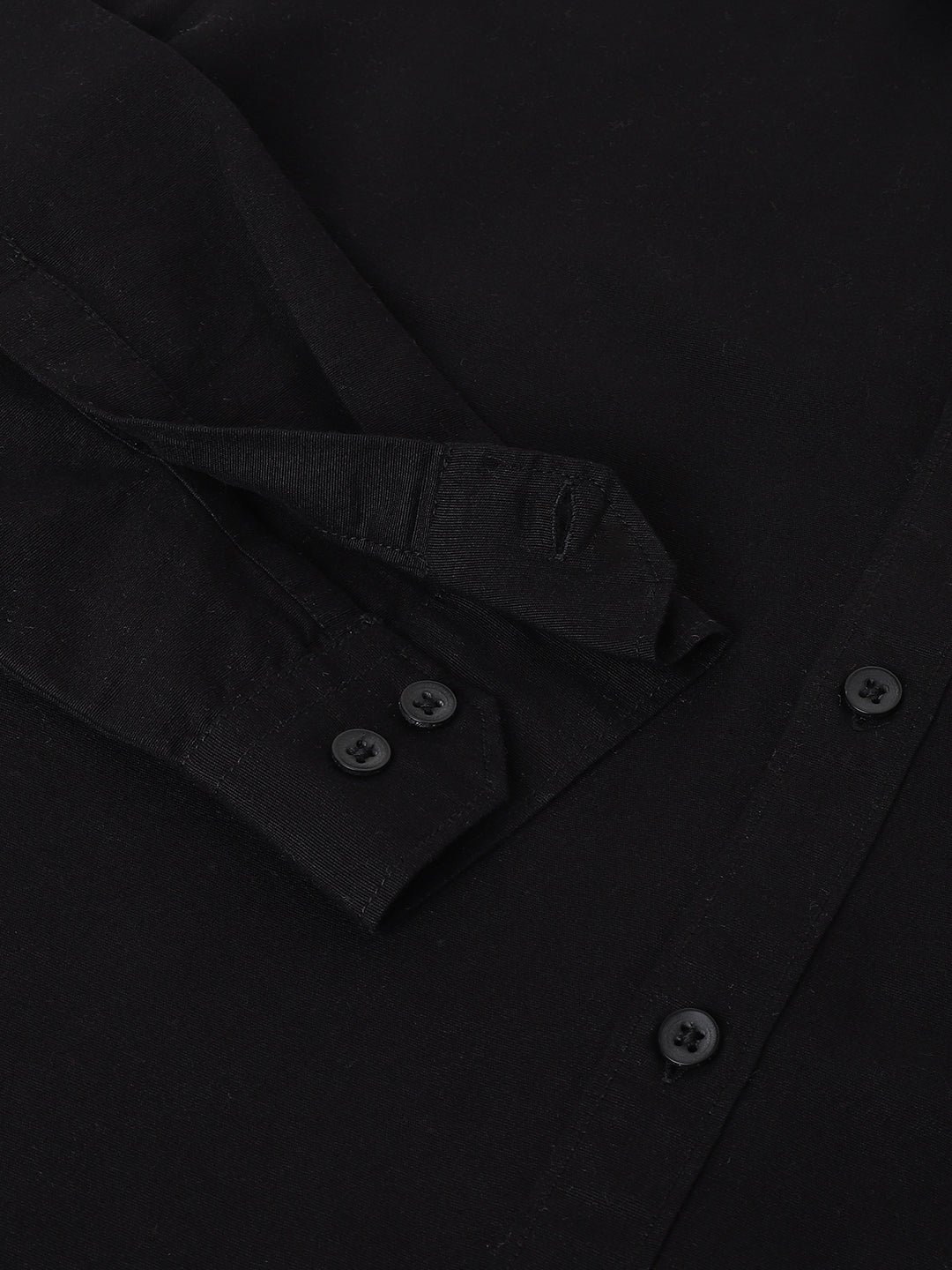 Men Black Standard Fit Solid Casual Shirt