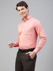 Men Coral Regular Fit Print Spread Collar Club Wear Shirt