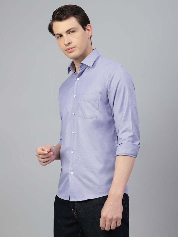 Men Blue Solid Spread Collar Formal Shirt