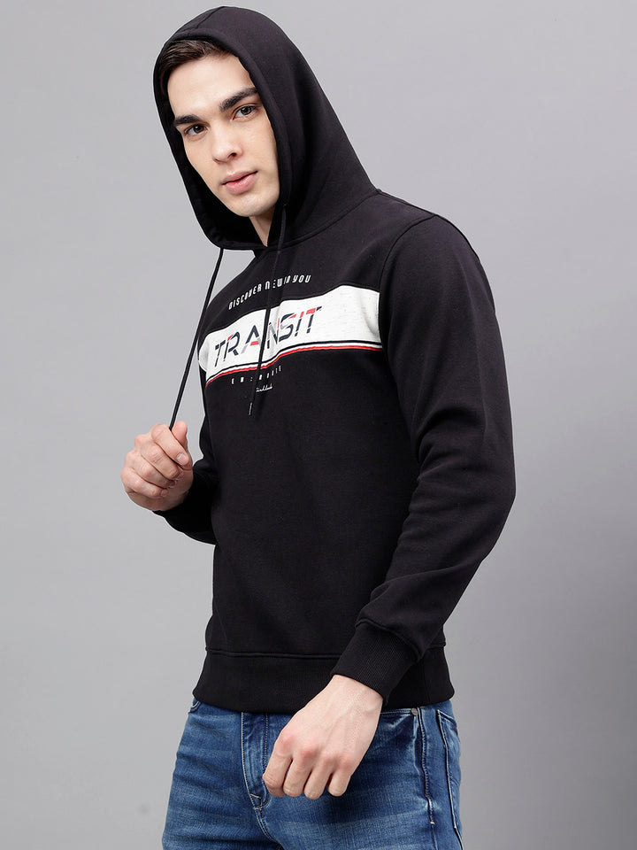 Men Black Standard Fit Solid Sweat Shirt