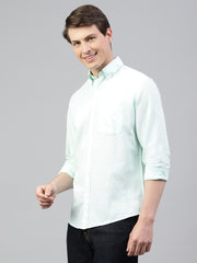 Men Mint Regular Fit Solid Spread Collar Casual Shirt