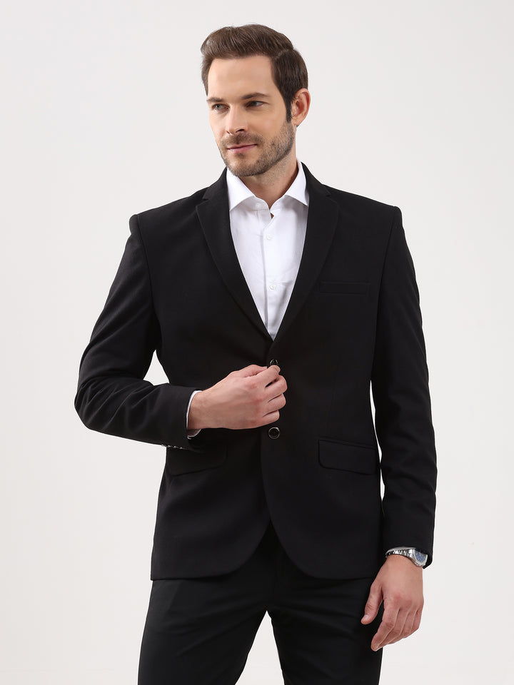Men's Classic Black Tailored Notch Lapel Blazer