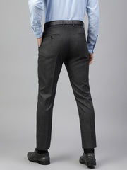 Men Black Regular Fit Solid Mid Rise Formal Trouser