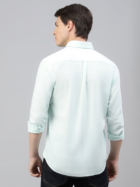 Men Mint Regular Fit Solid Spread Collar Casual Shirt