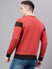 Men Rust Standard Fit Colourblocked Sweat Shirt