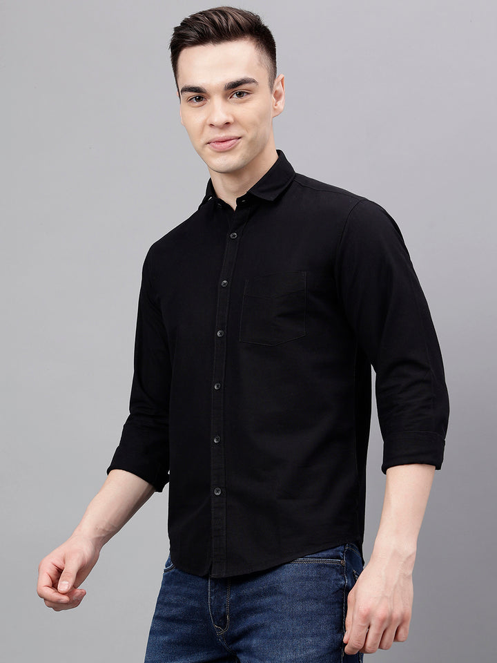 Men Black Standard Fit Solid Casual Shirt