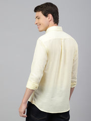 Men Lemon Regular Fit Solid Spread Collar Casual Shirt