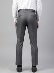 Men Dark Grey Regular Fit Solid Mid Rise Formal Trouser