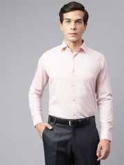 Men Light Peach Regular Fit Checkered Formal Shirt