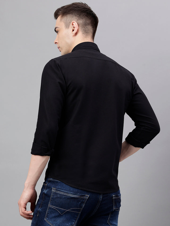 Men Black Standard Fit Solid Casual Shirt