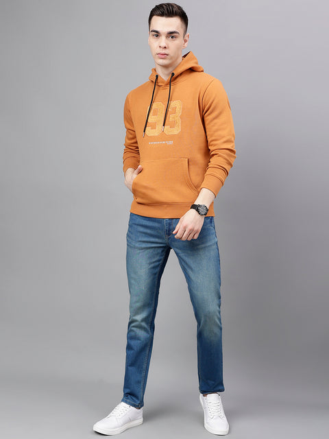 Men Orange Standard Fit Solid Sweat Shirt