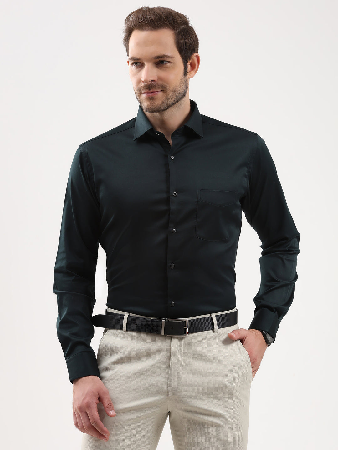 Men Solid Cotton Lycra Formal Shirt