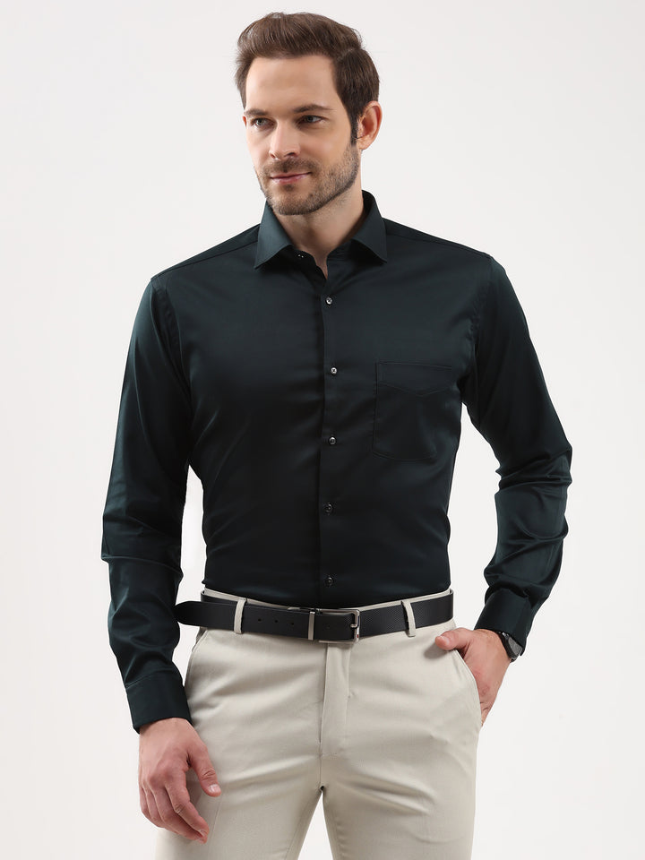 Men Solid Cotton Lycra Formal Shirt