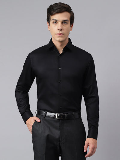 Men Black Regular Fit Solid Formal Shirt